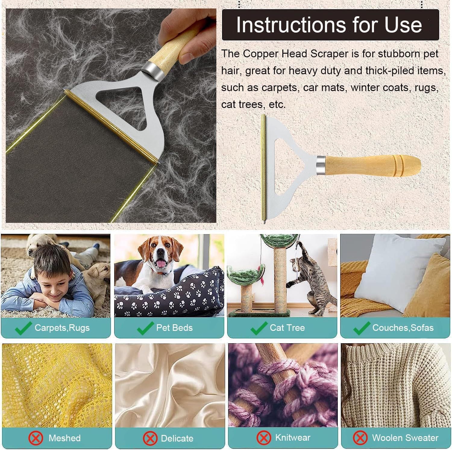 Pet Hair Remover 5 Pack, Portable Dog Cat Hair Remover, Lint Remover, Reusable Pet Hair Removal Tool, Lint Shaver Cleaner Pro, Carpet Scraper for Couch Furniture, Blanket, Clothing, Carpet, Rugs