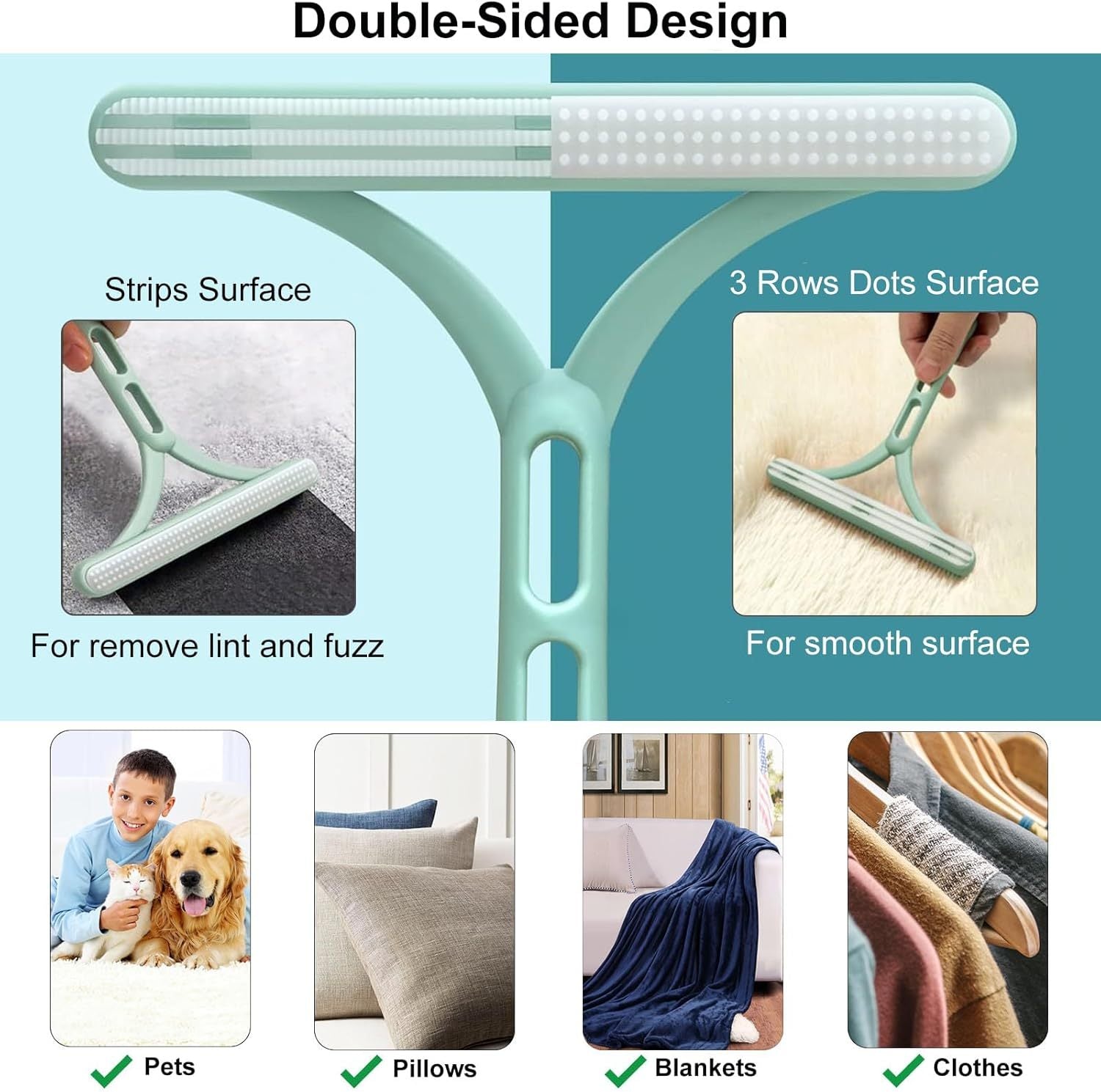 Pet Hair Remover 5 Pack, Portable Dog Cat Hair Remover, Lint Remover, Reusable Pet Hair Removal Tool, Lint Shaver Cleaner Pro, Carpet Scraper for Couch Furniture, Blanket, Clothing, Carpet, Rugs