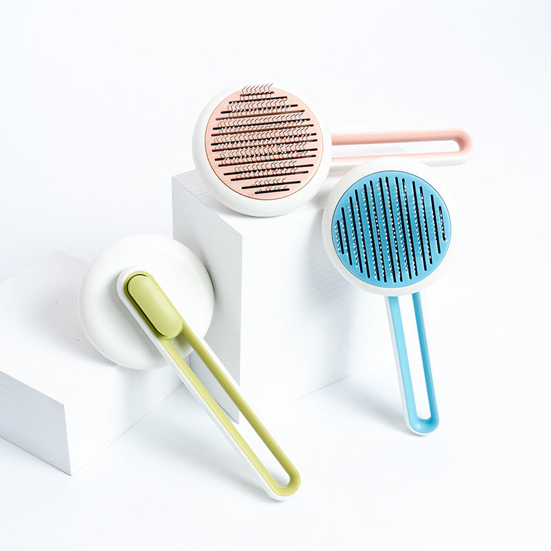 Cat Self Cleaning Slicker Brush, Pets Skin Friendly Cat Brush for Dogs Cats Grooming Brush Tool Easy to Remove Loose Undercoat, Mats Tangled Hair Slicker Massage Cats Hair Brush