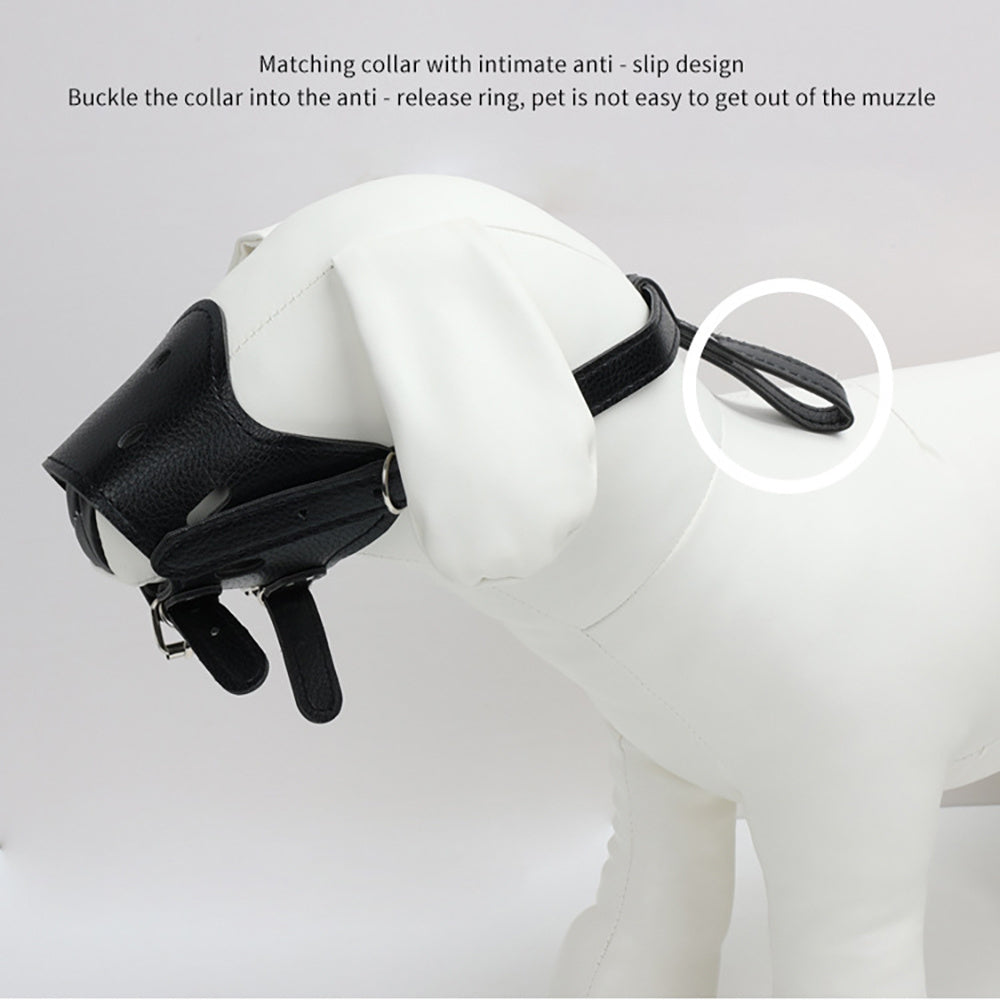 Leather Muzzle for Dogs - Secure Basket - Breathable and Adjustable - Soft Muzzle for Medium Large Breeds - Anti Biting Barking Chewing - Adjustable with Two Straps Helps Prevent Biting